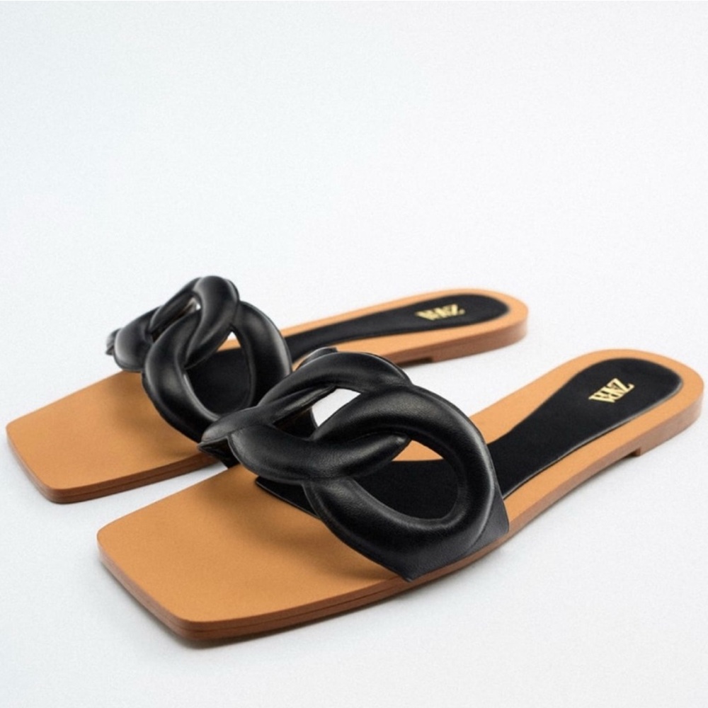 Black and Tan Zara Sandals